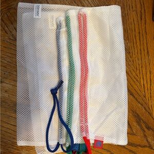 Norwex Mesh Produce Bags with Blue, Green, and Red Drawstrings